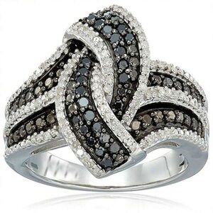 🖤THE STORMY🖤 Black White Diamond Ring Sterling Silver size 6 FREE SHIPPING